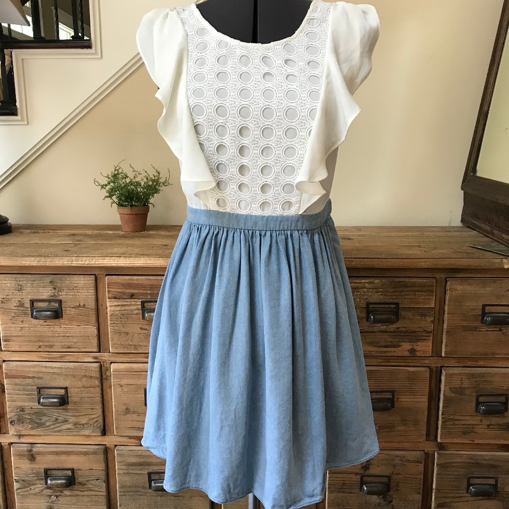 BREAD n BUTTER Ruffle Denim Dress Euro 1 US Small